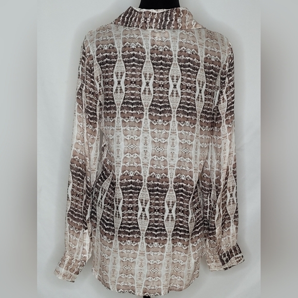 Haute Hippie Tribe Harper Snake Print Semi-Sheer Long Sleeve Blouse - Size S - Picture 6 of 14